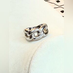 Sterling Silver Chain Link Band Ring Size 6.5 – Modern Chunky Statement Jewelry